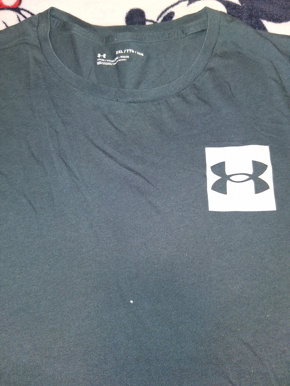 Under Armour Men’s Black Crewneck T-Shirt with White Logo Square